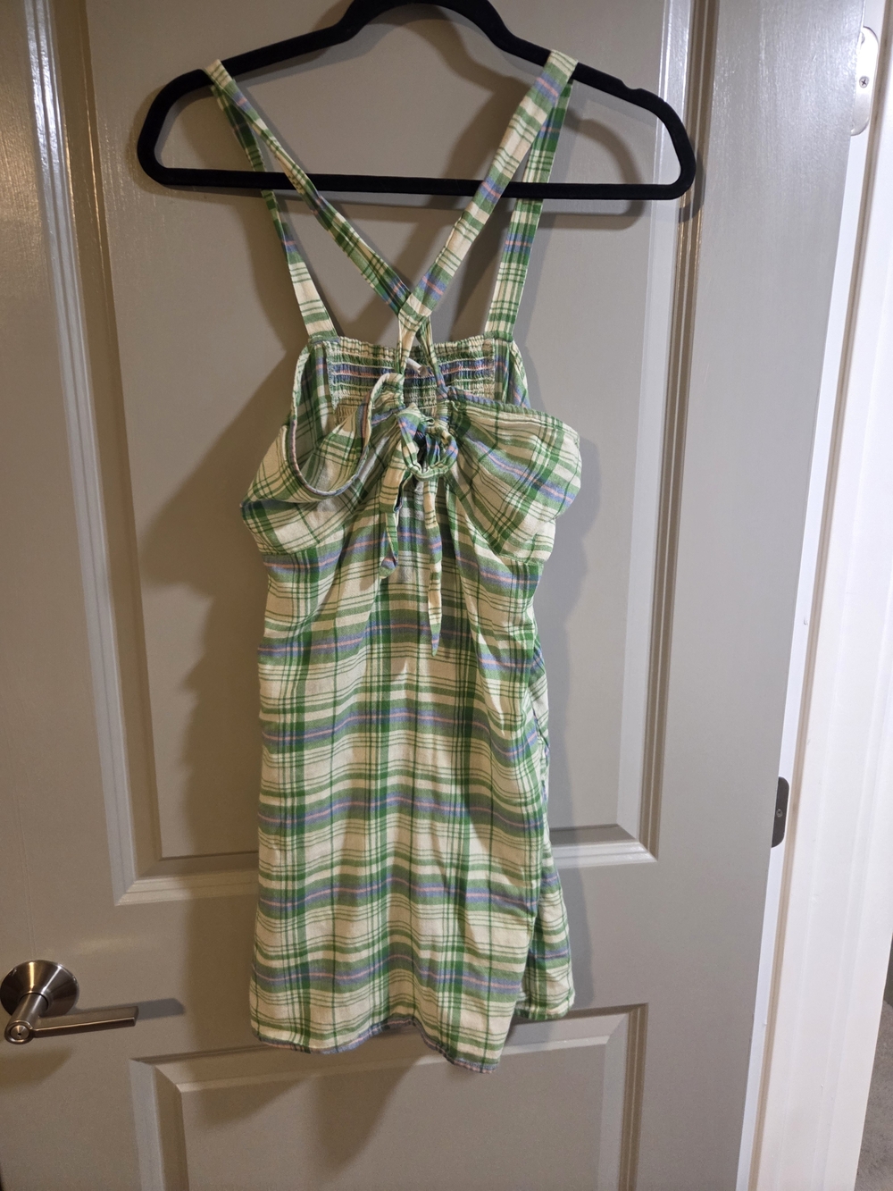Urban Outfitters plaid mini dress in green